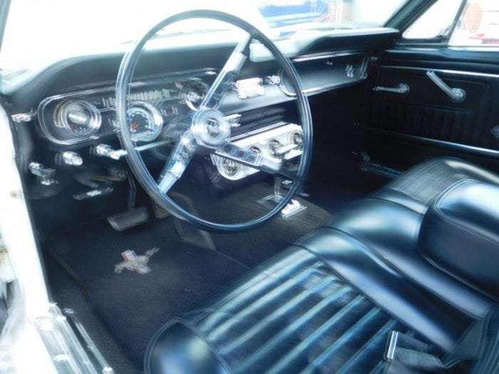 white Ford Mustang 1965 convertible black leather interior #711